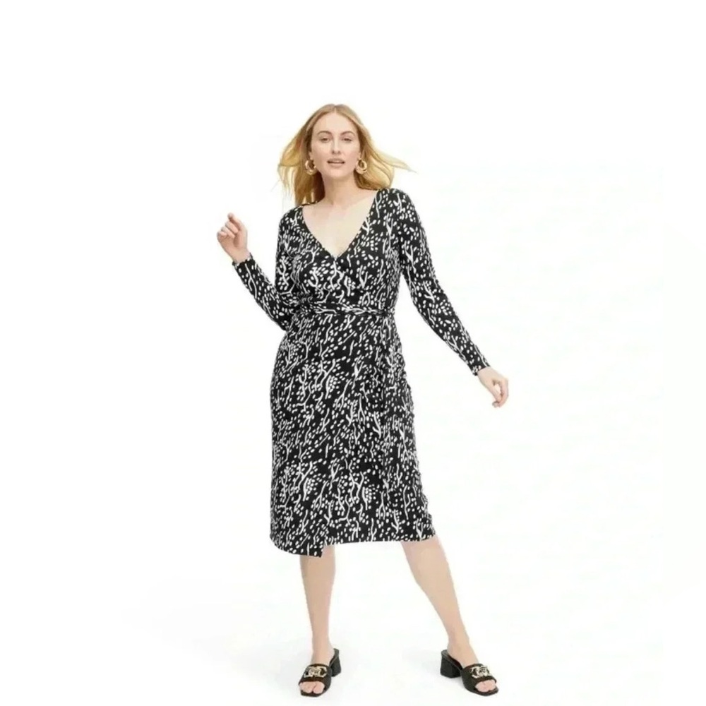 Diane Von Furstenberg Long Sleeve Midi Sea Spots Wrap Dress‎ DVF for Target